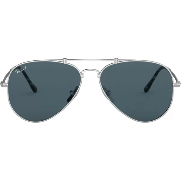 RayBan RB8125m Titanium Aviator SunglassesDemi Gloss SilverPolarized Blue Mirrored Gold