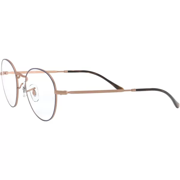 RayBan RX3582v Round Prescription Eyeglass FramesBlue on Matte CopperDemo Lens