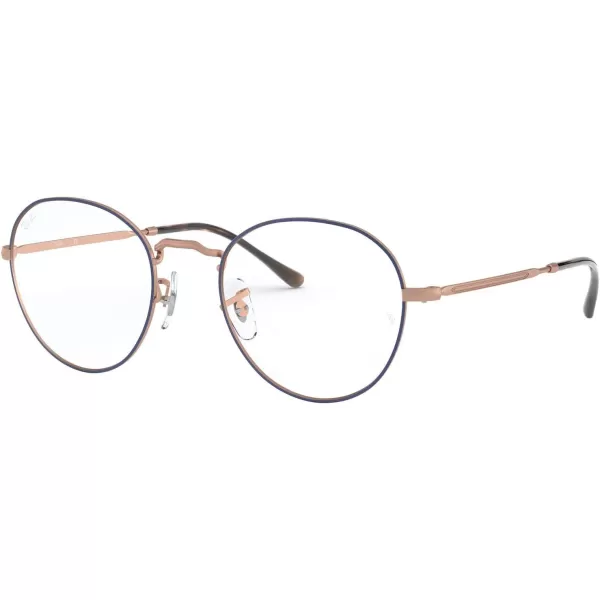 RayBan RX3582v Round Prescription Eyeglass FramesBlue on Matte CopperDemo Lens