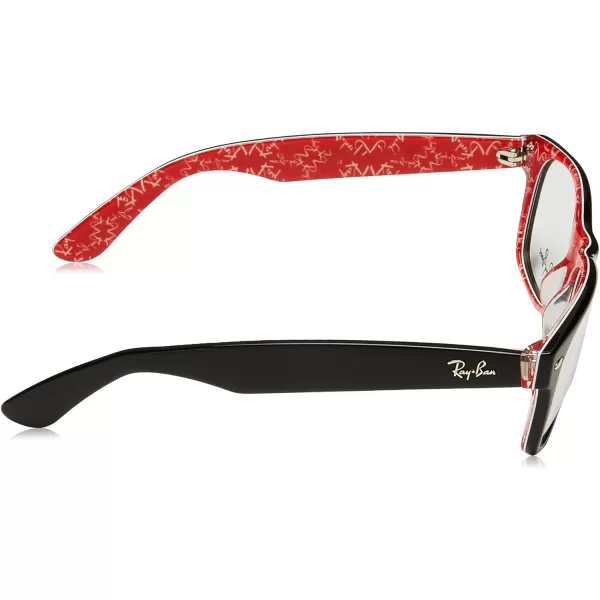 RayBan RX5184 NewWayfarer Square Prescription Eyeglass FramesBlack on Texture RedDemo Lens