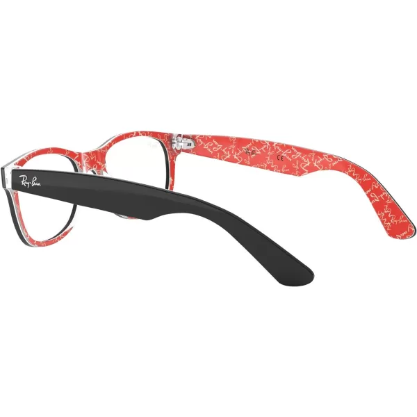 RayBan RX5184 NewWayfarer Square Prescription Eyeglass FramesBlack on Texture RedDemo Lens