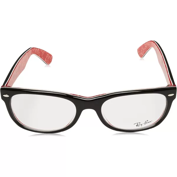 RayBan RX5184 NewWayfarer Square Prescription Eyeglass FramesBlack on Texture RedDemo Lens