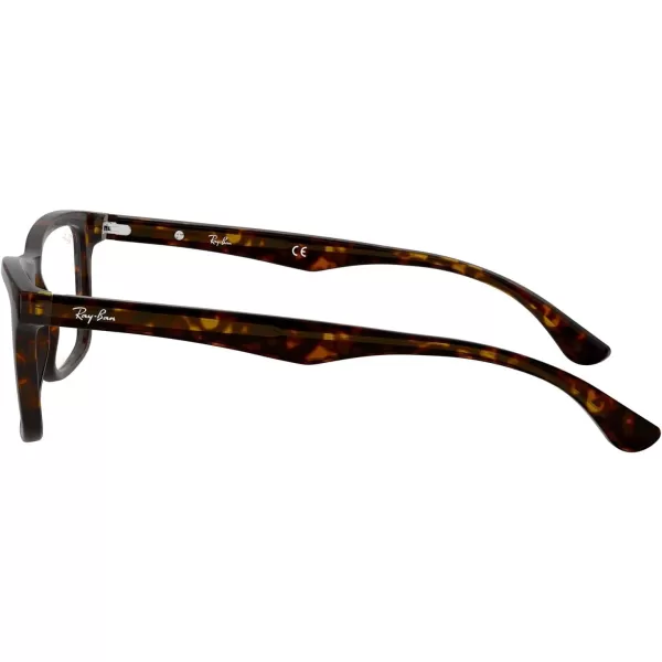 RayBan RX5279 Square Prescription Eyeglass FramesDark HavanaDemo Lens