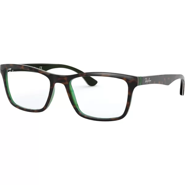 RayBan RX5279 Square Prescription Eyeglass FramesHavana on Transparent GreenDemo Lens