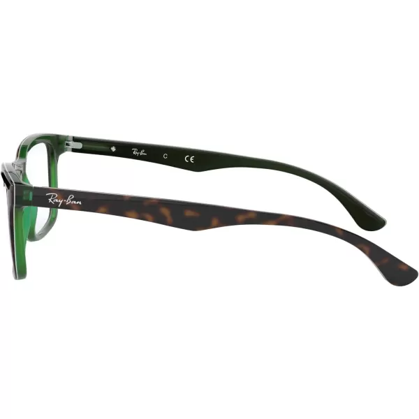 RayBan RX5279 Square Prescription Eyeglass FramesHavana on Transparent GreenDemo Lens