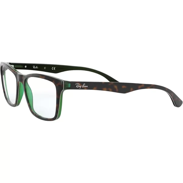 RayBan RX5279 Square Prescription Eyeglass FramesHavana on Transparent GreenDemo Lens