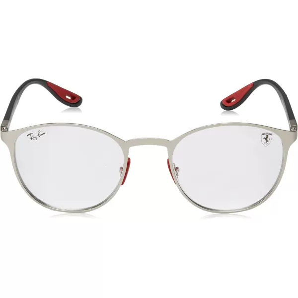 RayBan RX6355m Scuderia Ferrari Collection Round Prescription Eyeglass FramesMatte SilverDemo Lens