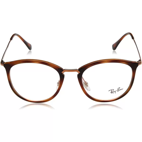 RayBan RX7140 Square Prescription Eyeglass FramesStriped HavanaDemo Lens