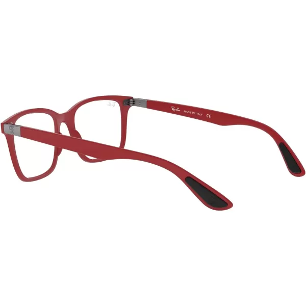 RayBan RX7144m Scuderia Ferrari Collection Square Prescription Eyeglass FramesMatte RedDemo Lens