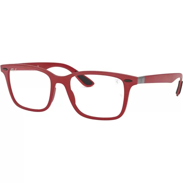 RayBan RX7144m Scuderia Ferrari Collection Square Prescription Eyeglass FramesMatte RedDemo Lens