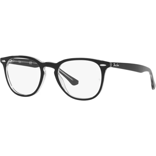 RayBan RX7159 Round Prescription Eyeglass FramesBlack on TransparentDemo Lens