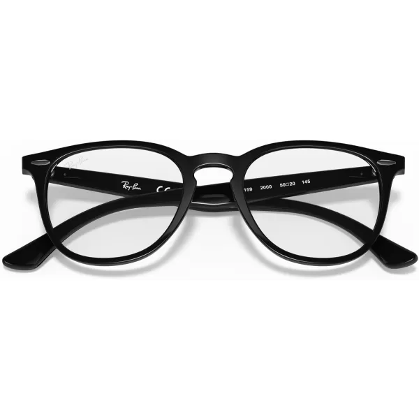 RayBan RX7159 Round Prescription Eyeglass FramesBlackDemo Lens