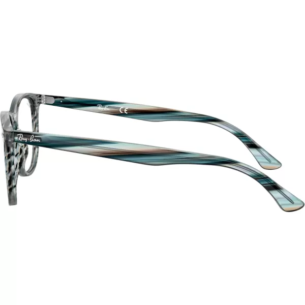 RayBan RX7159 Round Prescription Eyeglass FramesBlue Grey StripedDemo Lens