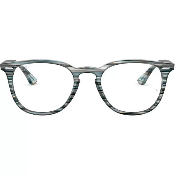 RayBan RX7159 Round Prescription Eyeglass FramesBlue Grey StripedDemo Lens