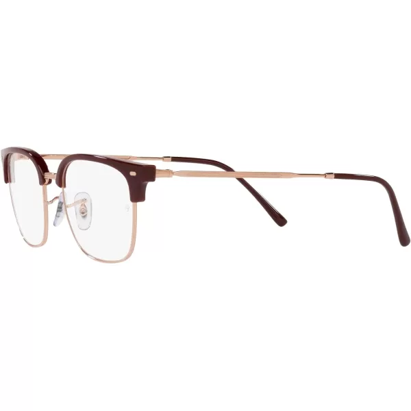 RayBan RX7216 New Clubmaster Square Prescription Eyewear FramesBordeaux on Rose GoldDemo Lens