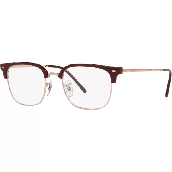 RayBan RX7216 New Clubmaster Square Prescription Eyewear FramesBordeaux on Rose GoldDemo Lens