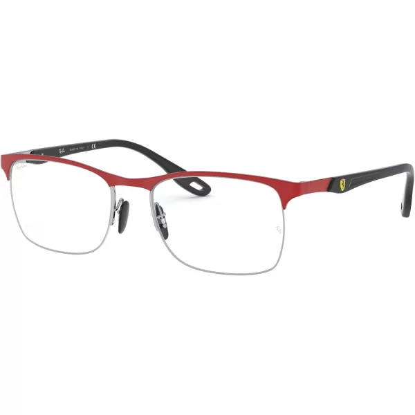 RayBan RX8416m Scuderia Ferrari Collection Square Prescription Eyeglass FramesMatte Red Ferrari on SilverDemo Lens