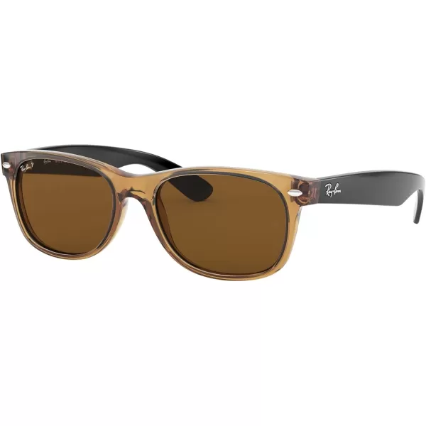 RayBan Rb2132 New Wayfarer Polarized Square SunglassesGold FrameBrown B15XLT Lens