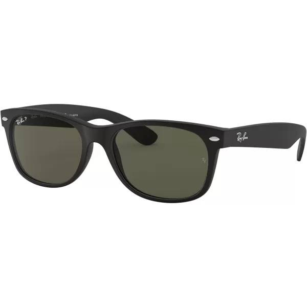 RayBan Rb2132 New Wayfarer Polarized Square SunglassesRubber BlackPolarized Green