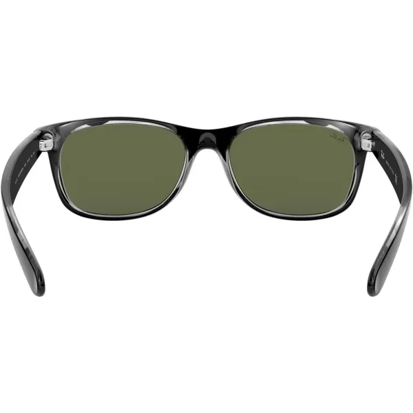 RayBan Rb2132 New Wayfarer Square SunglassesBlack on TransparentG15 Green