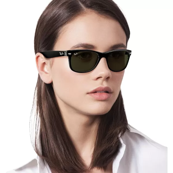 RayBan Rb2132 New Wayfarer Square SunglassesBlack on TransparentG15 Green