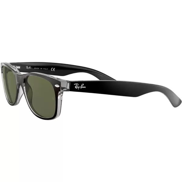 RayBan Rb2132 New Wayfarer Square SunglassesBlack on TransparentG15 Green