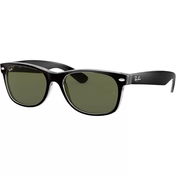 RayBan Rb2132 New Wayfarer Square SunglassesBlack on TransparentG15 Green