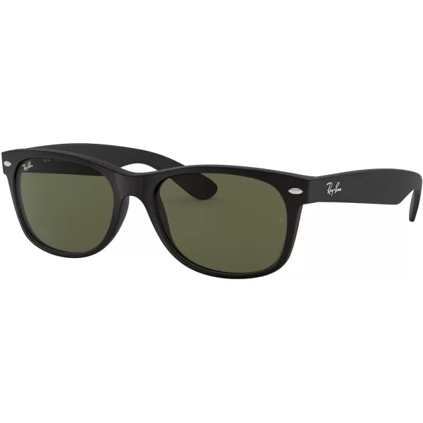 RayBan Rb2132f New Wayfarer Low Bridge Fit Square SunglassesRubber BlackG15 Green