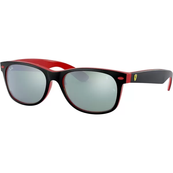 RayBan Rb2132m Scuderia Ferrari Collection Square SunglassesMatte Black on RedLight Green Mirrored Silver