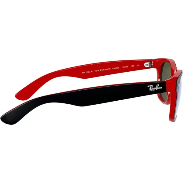 RayBan Rb2132m Scuderia Ferrari Collection Square SunglassesMatte Black on RedLight Green Mirrored Silver