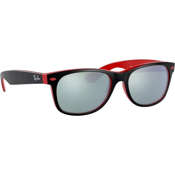 RayBan Rb2132m Scuderia Ferrari Collection Square SunglassesMatte Black on RedLight Green Mirrored Silver