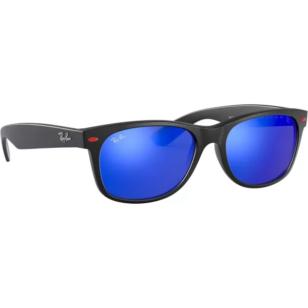 RayBan Rb2132m Scuderia Ferrari Collection Square SunglassesMatte BlackGreen Mirrored Blue