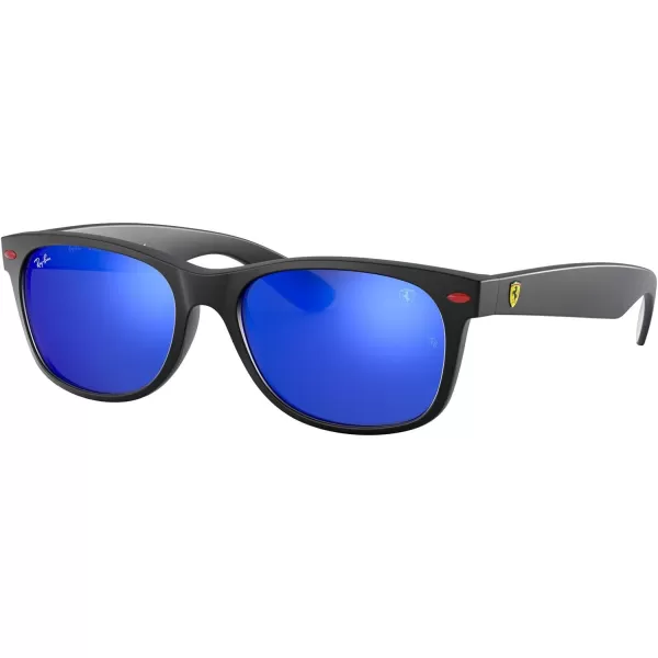 RayBan Rb2132m Scuderia Ferrari Collection Square SunglassesMatte BlackGreen Mirrored Blue