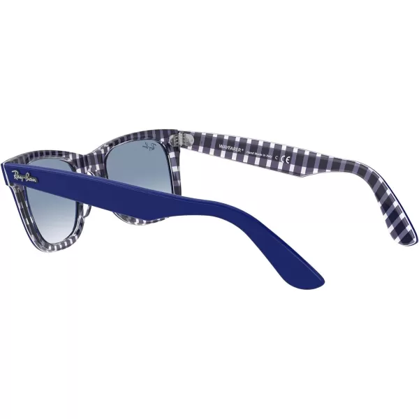 RayBan Rb2140f Original Wayfarer Low Bridge Fit Square SunglassesBlue on Vichy BlueWhiteClear Gradient Blue