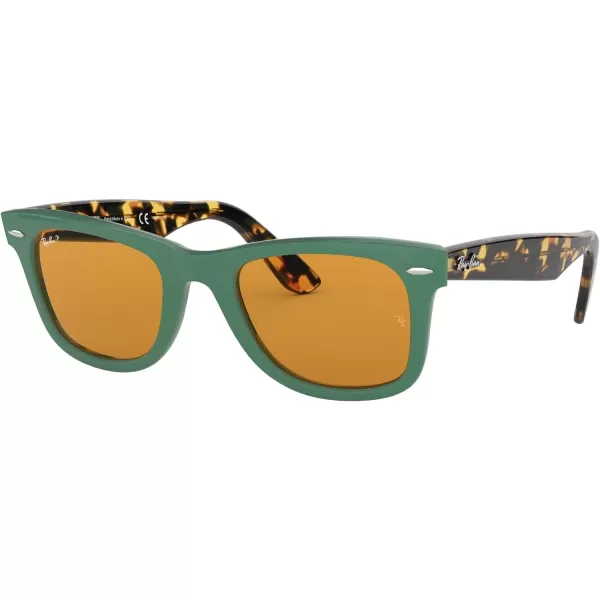 RayBan Rb2140f Original Wayfarer Low Bridge Fit Square SunglassesGreenYellow Polarized