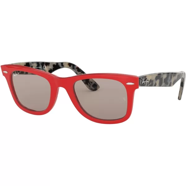 RayBan Rb2140f Original Wayfarer Low Bridge Fit Square SunglassesRedGrey Polarized