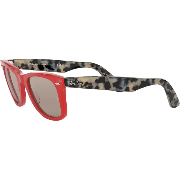 RayBan Rb2140f Original Wayfarer Low Bridge Fit Square SunglassesRedGrey Polarized