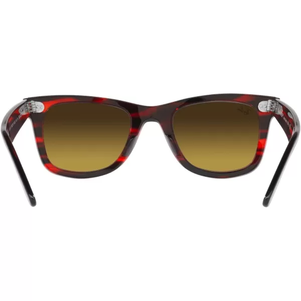 RayBan Rb2140f Original Wayfarer Low Bridge Fit Square SunglassesStriped RedGradient Brown