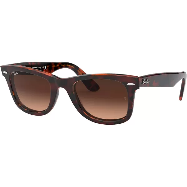 RayBan Rb2140f Original Wayfarer Low Bridge Fit Square SunglassesTransparent Red on HavanaPink Gradient Brown