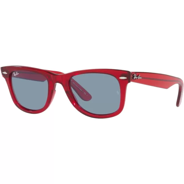 RayBan Rb2140f Original Wayfarer Low Bridge Fit Square SunglassesTransparent RedBlue