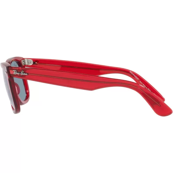 RayBan Rb2140f Original Wayfarer Low Bridge Fit Square SunglassesTransparent RedBlue