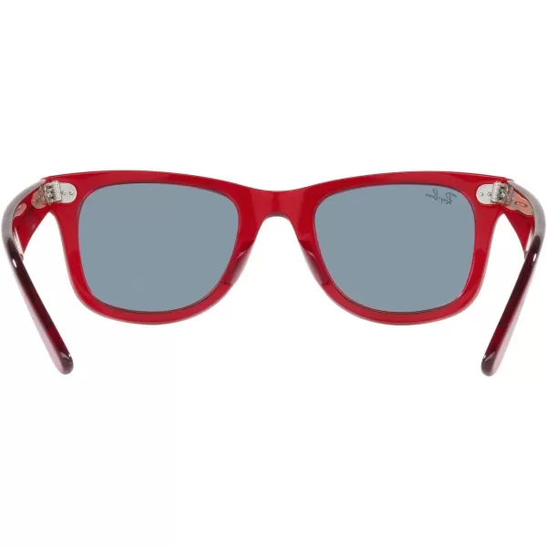 RayBan Rb2140f Original Wayfarer Low Bridge Fit Square SunglassesTransparent RedBlue