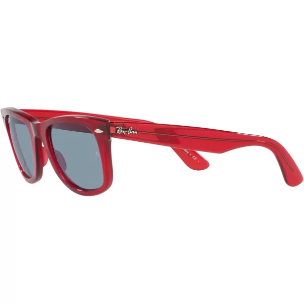 RayBan Rb2140f Original Wayfarer Low Bridge Fit Square SunglassesTransparent RedBlue