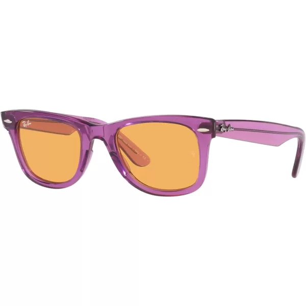 RayBan Rb2140f Original Wayfarer Low Bridge Fit Square SunglassesTransparent VioletOrange