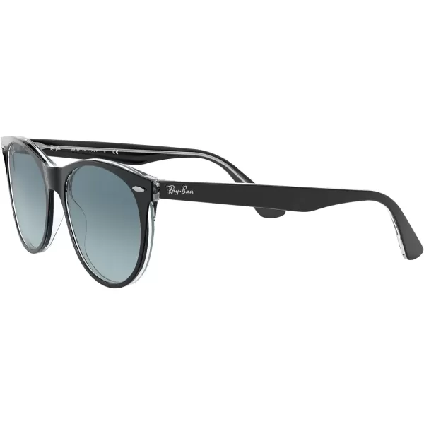 RayBan Rb2185 Wayfarer Ii Round SunglassesBlack on TransparentBlue Gradient Grey