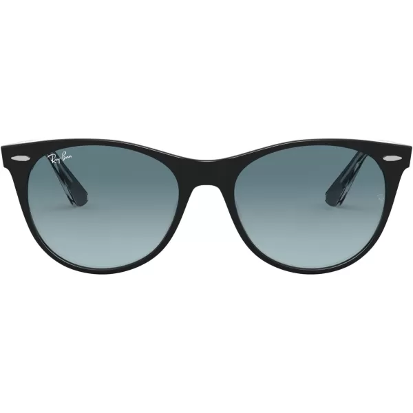 RayBan Rb2185 Wayfarer Ii Round SunglassesBlack on TransparentBlue Gradient Grey