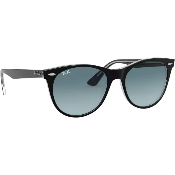 RayBan Rb2185 Wayfarer Ii Round SunglassesBlack on TransparentBlue Gradient Grey