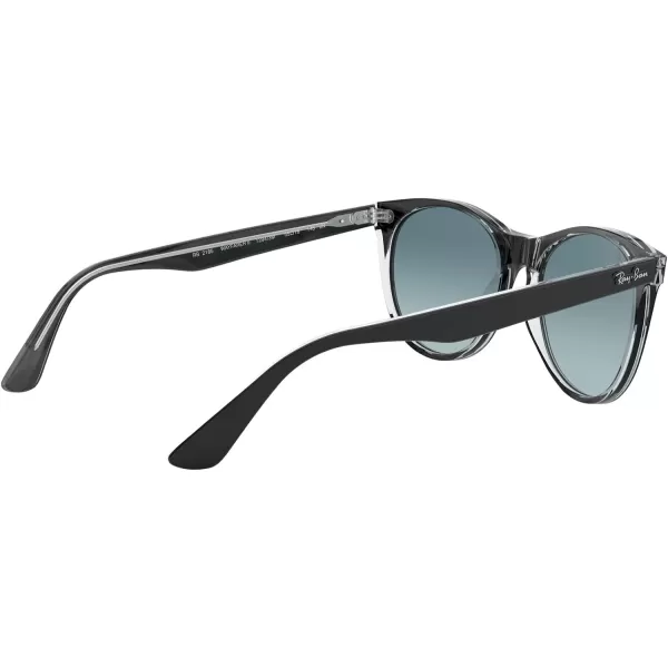 RayBan Rb2185 Wayfarer Ii Round SunglassesBlack on TransparentBlue Gradient Grey