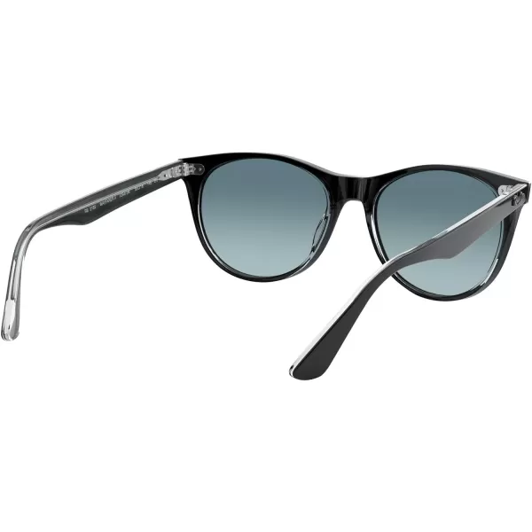 RayBan Rb2185 Wayfarer Ii Round SunglassesBlack on TransparentBlue Gradient Grey