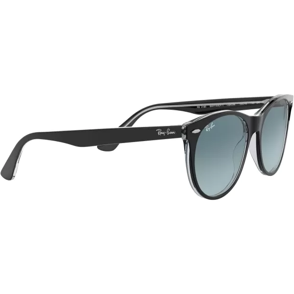 RayBan Rb2185 Wayfarer Ii Round SunglassesBlack on TransparentBlue Gradient Grey